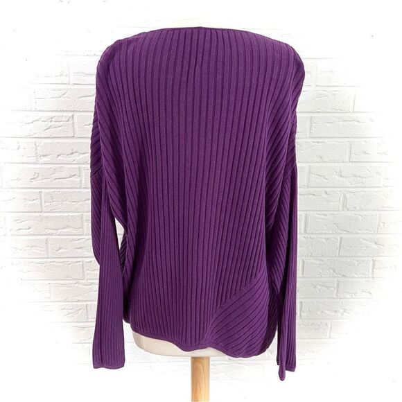 Eileen Fisher Tencel Organic Cotton Silk Blend Purple Sweater Size Medium - Picture 3 of 5